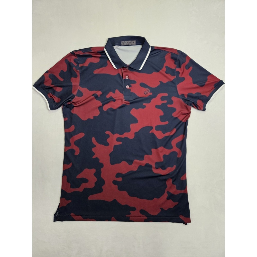 G/FORE Camo Golf Polo Shirt Sz Large Red Blue All Over Print AOP Performance G4